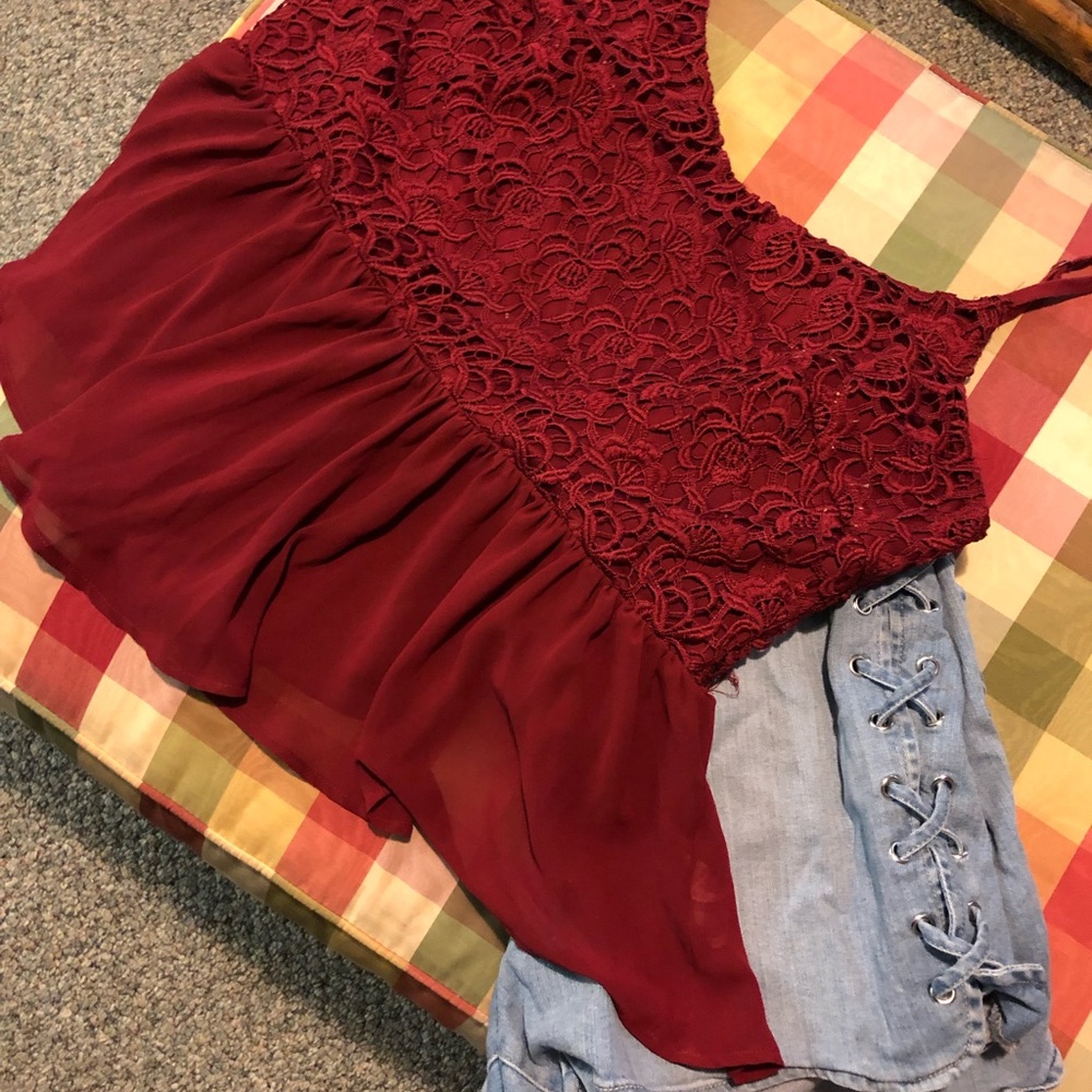 Red Lacy Tank Top 😍